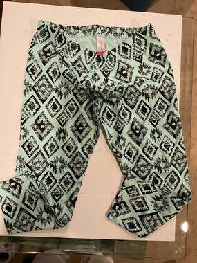 No Boundaries Junior's Mint Blue and Black Aztec Tribal Geometric Print Leggings